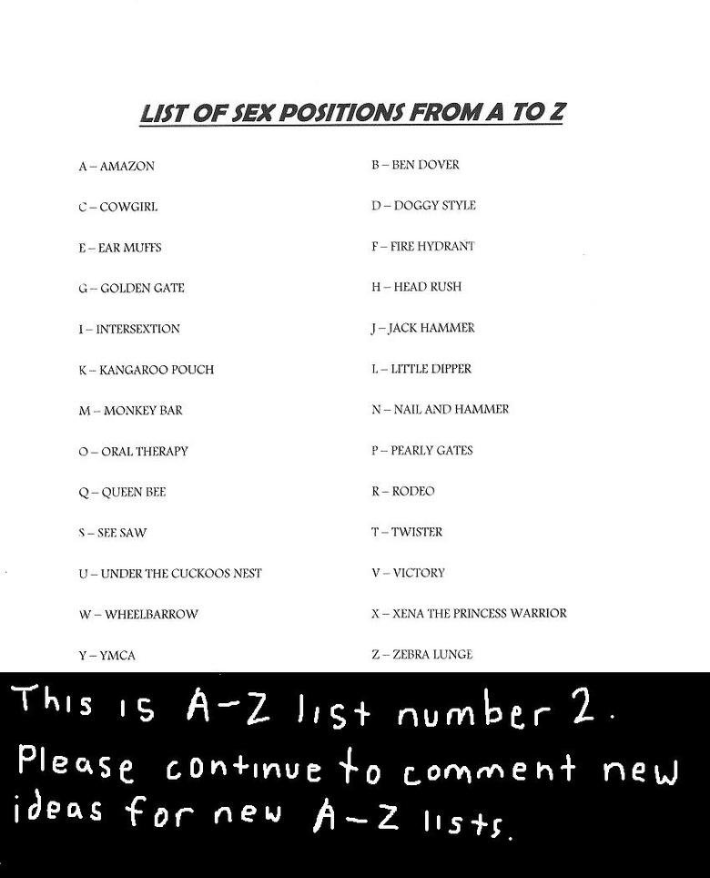 a list of sex positions A list of sex positions