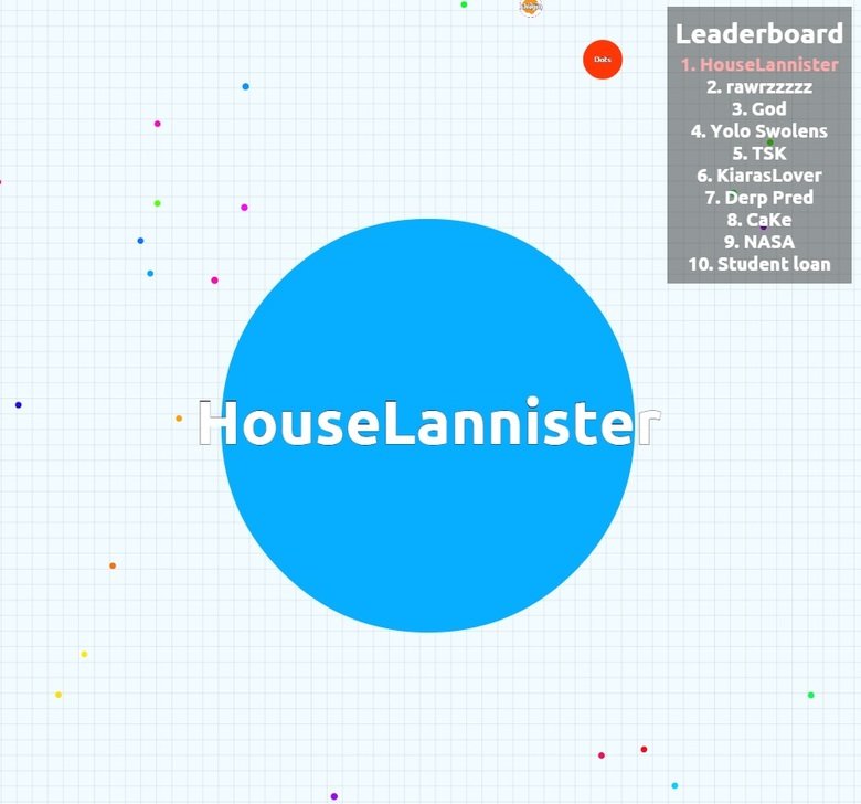 Agar.io. Finally made it to the top. This is so hard.. Letterbox rd 3. Gad 4. ‘Vela 7. Dem Fred B. Callie 9. NASA iroll Student loan