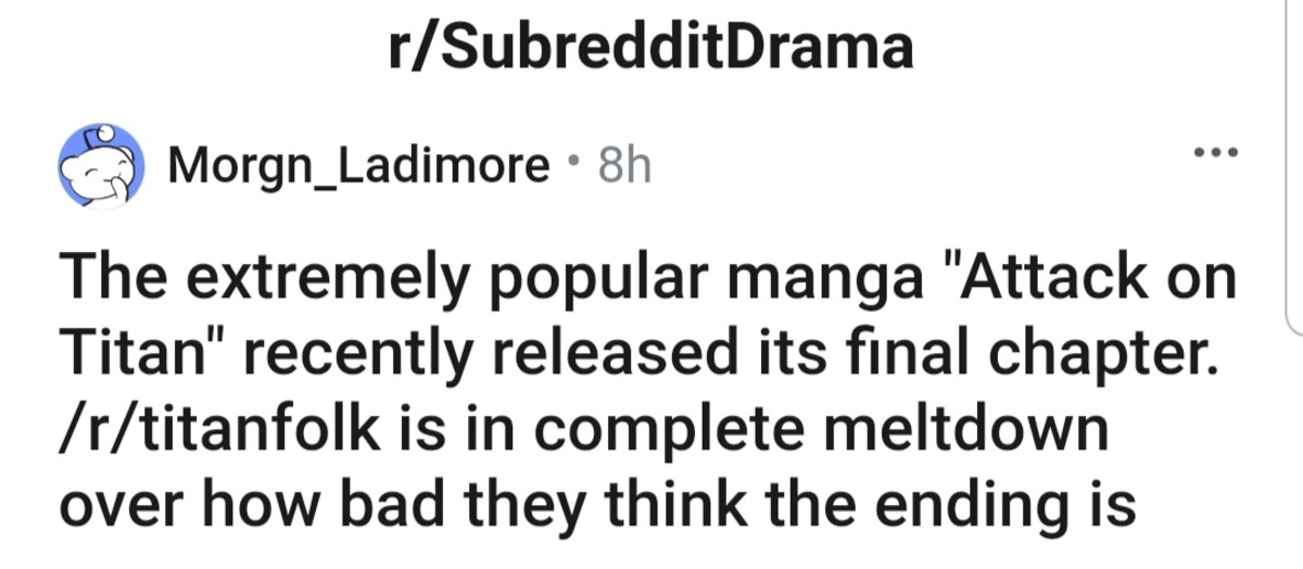 AoT ending sucks so much that people having mental breakdown.. .. this happens everytime a big manga ends. every goddamn time