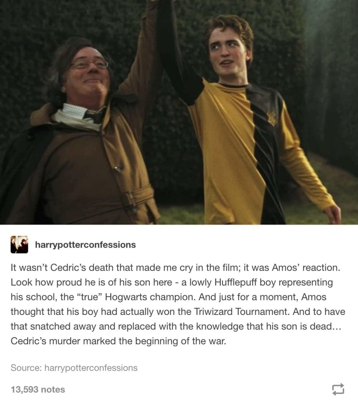 glorious Spider. .. Cedrick was the wizarding world's Archduke Franz Ferdinand