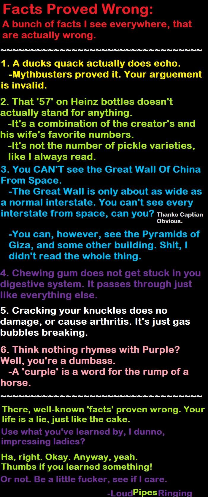 Known Facts Proven Wrong