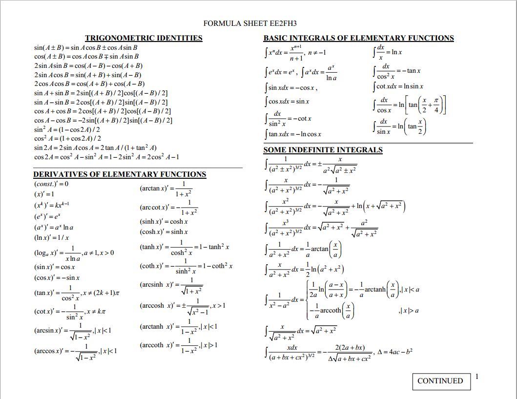 grade 12 sheet formula maths sheet My formula Electromagnetics