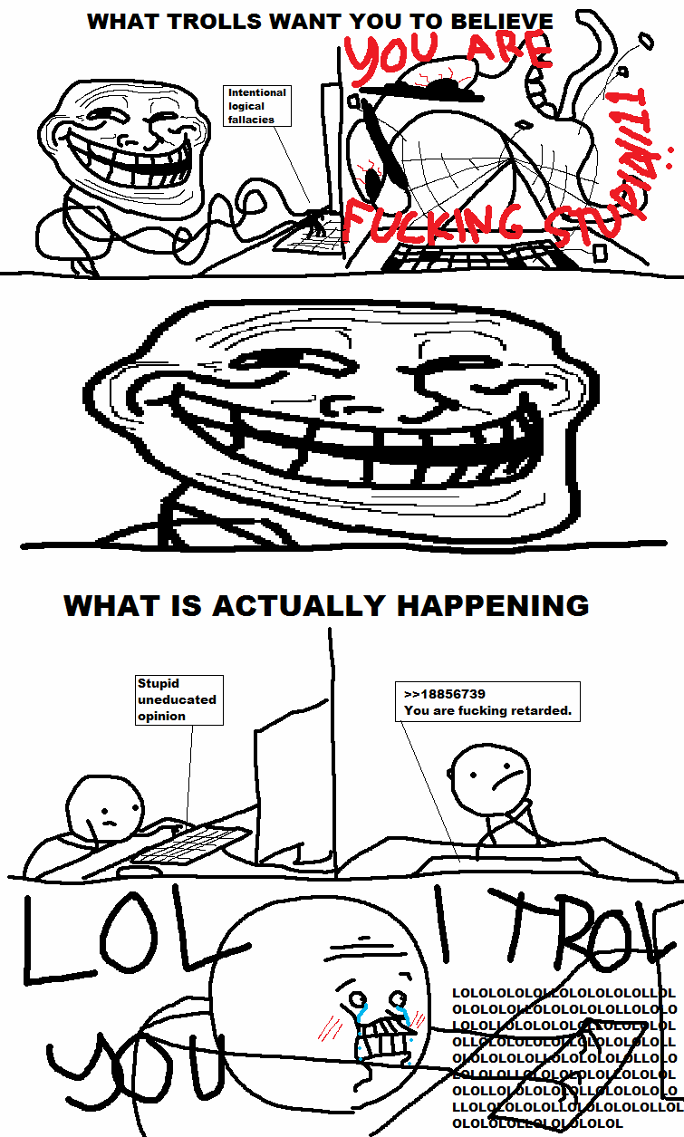 Troll Logic. . WHAT TROLLS WANT YOU TO BELIEV WHAT IS ACTUALLY HAPPENING Stupid opinion You are fucking retarded. LLOL I I I. This was the first comic to use trollface, btw.