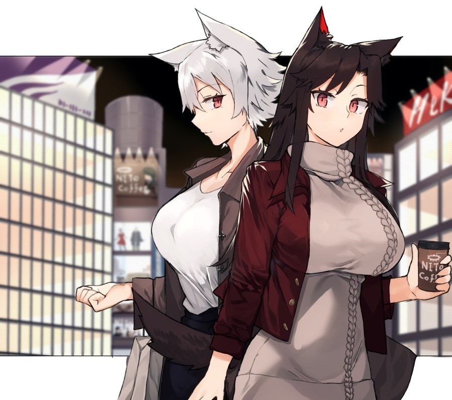 Two Wolves in a City. .. The guy has such an awesome artstyle!